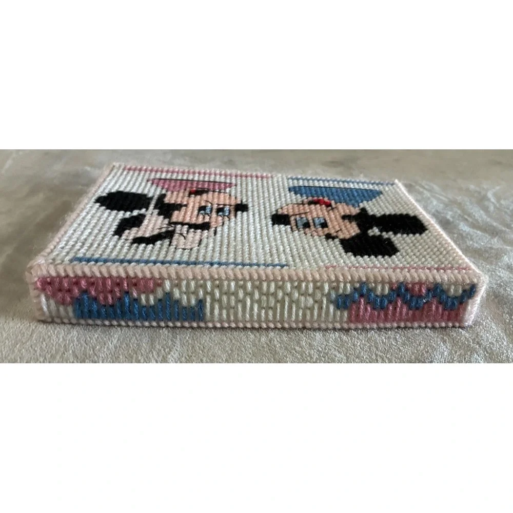 Mickey Mouse Minnie Needlepoint Nursery Decor Pink Blue‎ 6x8.5